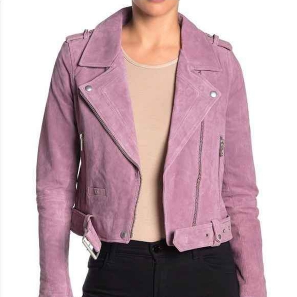 BLANKNYC suede moto jacket in 'lilac' - Picture 6 of 6